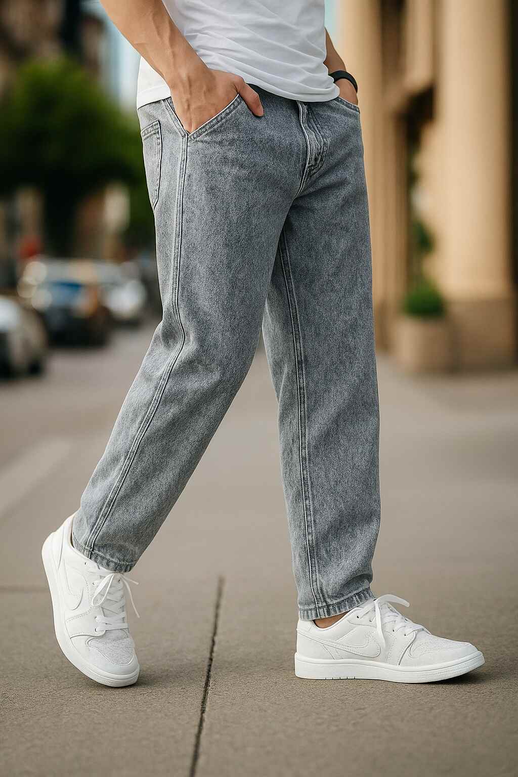 Jeans Boyfriend Stone Wash con Azul Regulares para Hombre - Imagen 4