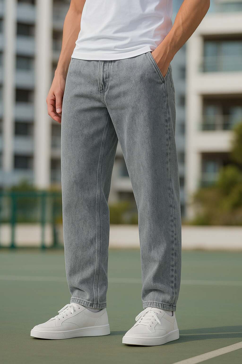 Jeans Boyfriend Stone Wash con Azul Regulares para Hombre